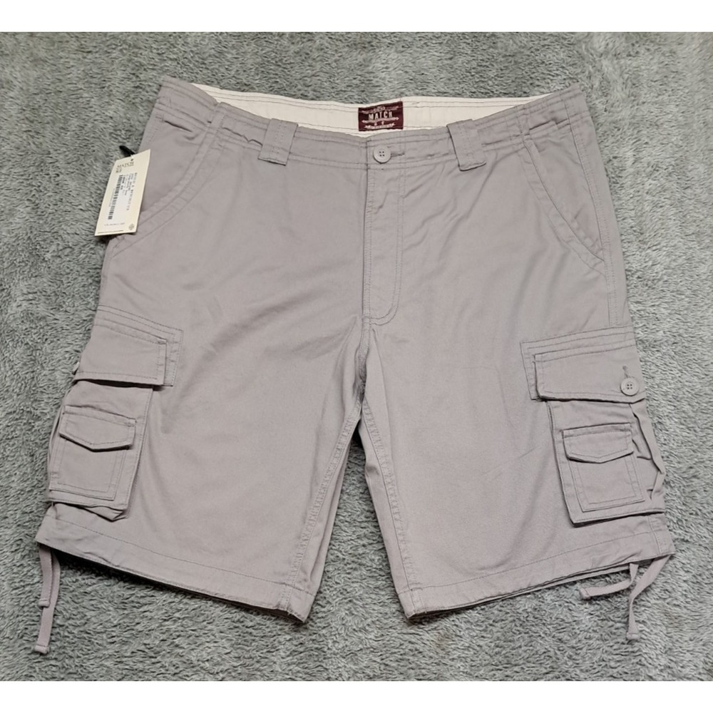 Match & Matchstick Cargo Shorts Mens Sz 40 Khaki Dress Chino Work Pockets Flat - Picture 2 of 14
